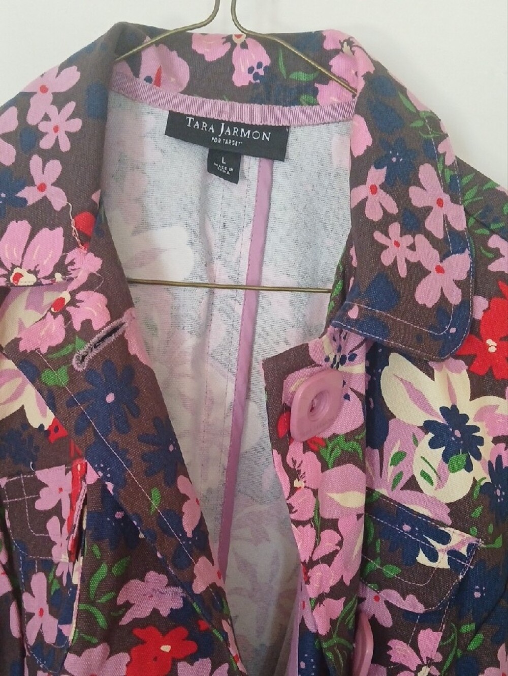 Tara Jarmon Pink Multi Floral Trench Coat - Picture 2 of 6